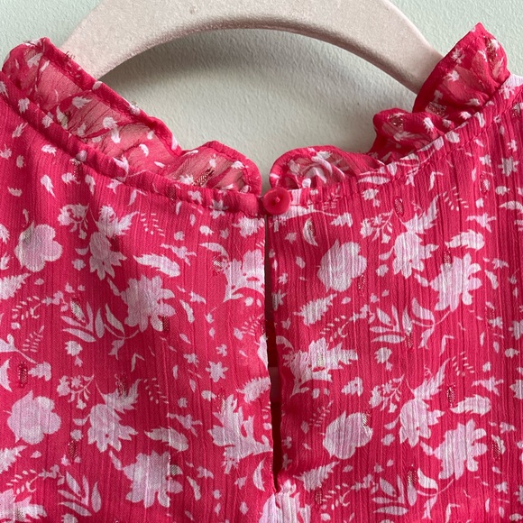 Joie Hot Pink Floral Cap Sleeve Blouse - Picture 8 of 13